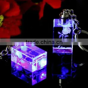 Crystal 3d Laser Led Key Ring for Wedding Gift thumbnail-2