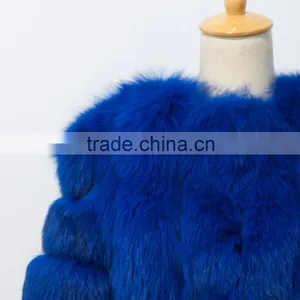 Short Blue Fashional Womens Fur Jacket Fox Fur Coat for Women Winter thumbnail-5