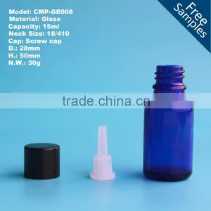 15ml Blue Glass Essential Oil Bottle With Reducer Plug and Screw Cap thumbnail-1
