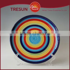 Hot Selling Colorful Strip 10.5 Inch Handpainted Ceramic Plate thumbnail-1