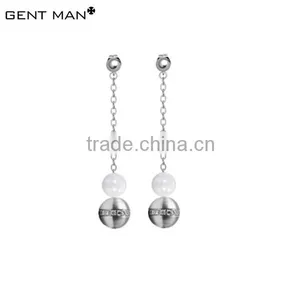 2014 Newest Design Stainless Steel Ceramic Dangle Earrings/cubic Zirconia Women's Earring/fashion Earrings thumbnail-1