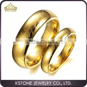 KSTONE The Lords of the Rings Gold Plated Couple Wedding Ring Tungsten Couple Rings thumbnail-1