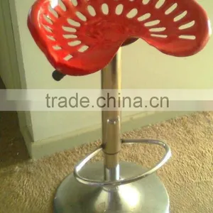 Adjustable Tractor Seat Bar Stools Swivel Chrome Kitchen Breakfast Red thumbnail-1