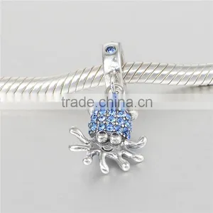 2016 Fashion Inkfish Sea Animal Pendants With Blue Rhinestones thumbnail-3