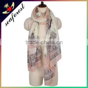 European Style Scarf,Eiffel Tower Printing Scarf,vintage Design Fashion Scarf thumbnail-1