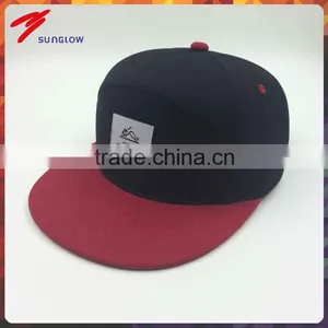 Wholesale Custom Design Your Own Logo 7 Panel Black Snapback Hat With Woven Label thumbnail-1