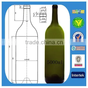 Glasslucky Dark Green 5000ml Glass Wine Bottle Wholesale thumbnail-1