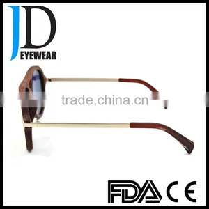 High Quality Classic Wood Metal Combination Aviator Wood Sunglasses thumbnail-3