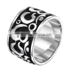 Fashion Tribe Mens Black Silver Stainless Steel Ring MJ Jewelry Hot Selling Rings For Gifts thumbnail-2
