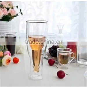 FDA Certificated & Hand-made 350ml Borosilicate Double Wall Glass Beer Cup thumbnail-1