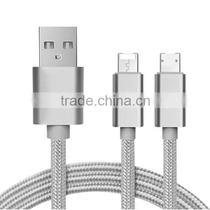 Newest High Quality 2 in 1 Micro Usb Charging Mobile Data Cable thumbnail-1