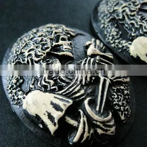 30x40mm Oval Skull Beauty Resin Cameo Black Vintage Style Halloween Cabochon DIY Pendant Charm Supplies 4120085 thumbnail-3