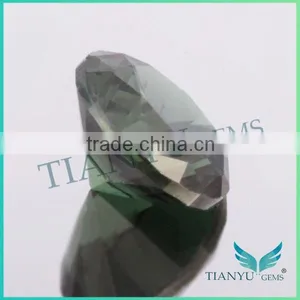 Synthetic Spinel Round Brillant Cut 152# Dark Green Electric Stone for Waxing thumbnail-2