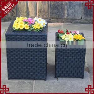Novelty Sqaure Planter Box Outdoor Resin Wicker Japanese Flower Pots thumbnail-1