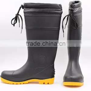 Black Cold-Resistant Winter Work Rain Boots With Fur Lining thumbnail-4