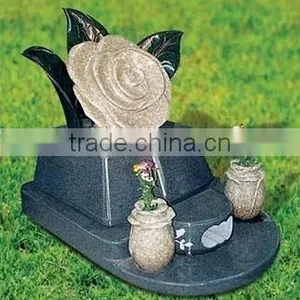 Black Marble Flower Headstone thumbnail-1