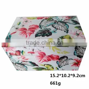 Flower Design Glass Mirror Jewelry Box thumbnail-1