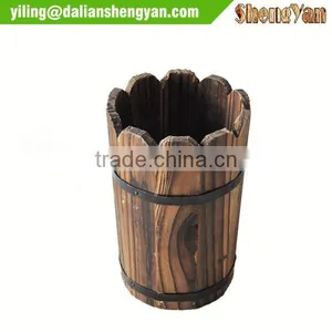Chinese Cedar or Radiator Pine Wooden Round Planter Box thumbnail-2