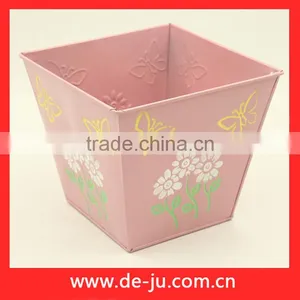 Pink Square Planter Customized Metal Flower Pot thumbnail-1