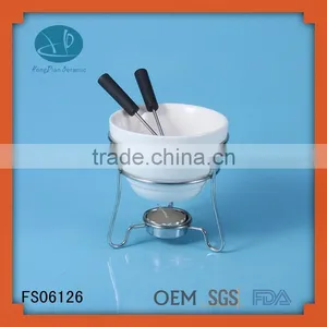 Ceramic Chocolate Fondue Burner,fondue Bowl With Forks,Fondue Sets Cheese Tools Type and Ceramic Material Mini Fondue Set thumbnail-1