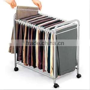 Pants Rack Cloth Shop Metal Rail Rolling Stand Display thumbnail-1