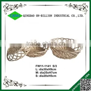 Wholesale Cheap Serving Round Woven Wicker Trays thumbnail-1