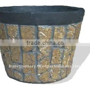 Light Cement With Stone Planter thumbnail-1