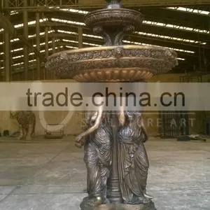 Outdoor Graden Decoration Sexy Girl Statue Copper Water Fountain thumbnail-5