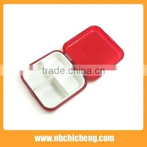 Wholesale New Design Mini Square Shape Plastic Pill Box With 4 Compartments PP+PS Pill Box thumbnail-2