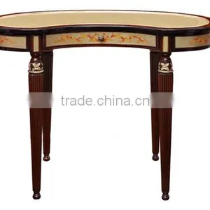 New Arrival Elegant Classic French Rococo Floral Painted Golden Vanity Dressing Table for Noble House BF12-05254b thumbnail-2