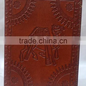 Handmade Vintage Camel Embossed Refillable Leather Journal thumbnail-1