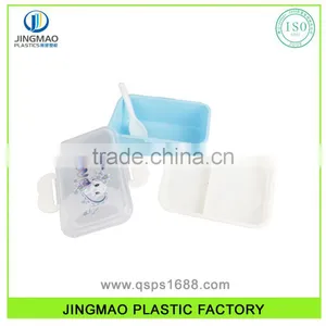 Customized LOGO Retangular Double Layer Plastic Lunch Box With Spoon thumbnail-1