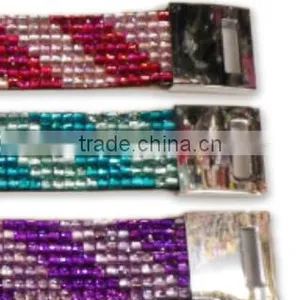 Colorful Bracelet With Zinc Alloy Locking Part, Hot Sale Gift Leather With Crystal Gem Decoration thumbnail-3