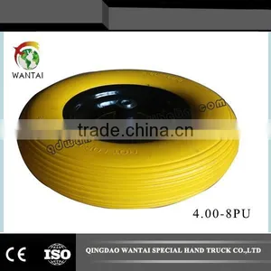 Manufacture Flat PU Rubber Wheelbarrow Wheel 4.00-8 thumbnail-1