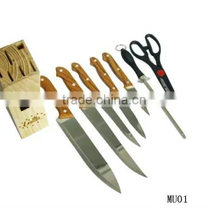 8 Pcs Kitchen Knives Set With Wood Block thumbnail-1