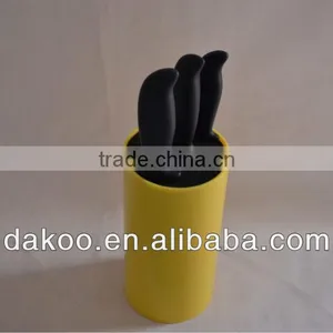 3 Pieces Black PP+TPR Handle Zirconia Ceramic Knife With Yellow Holder thumbnail-1