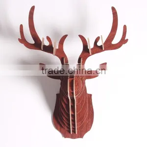 Carved Wooden Deer Head Decoration Wholesale thumbnail-3