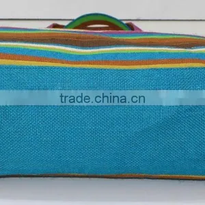 Multi Color Stripe Print Tote Bag - 340 Gsm Laminated Jute - 14 x 15 Weave High Quality Jute Fabric thumbnail-4