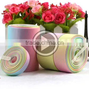 Custom Wholesale 3 Inch 75mm Printed Striped Rainbow Grosgrain Ribbon thumbnail-1