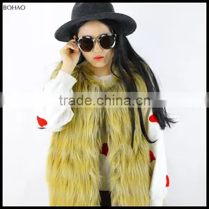 New Style Long Yellow Fur Fashion Wholesale Faux Fur Girls Vest thumbnail-1