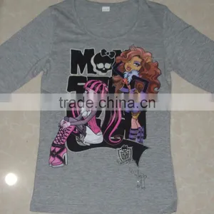 2013 Latest Design Mechin Printed Girls Cotton Long Sleeve T-shirt thumbnail-3
