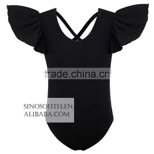 Girls' Dance Gymnastic Leotards Solid Color Ruffle Kids Flutter Sleeve Leotard thumbnail-4