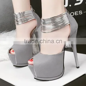 Zm50268b Fashion Waterproof Shoes Ladies High Heels 8cm High Heel Suede Women Sandal thumbnail-4