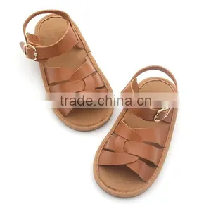 Wholesale Latest Design Leather Baby Kids Leather Rubber Sandals thumbnail-2