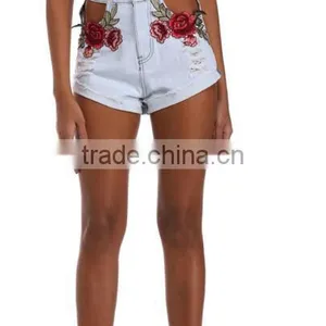 Runwaylover 5273 High Quality Ladies Sexy Embroider Denim Shorts thumbnail-2