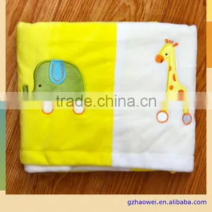 Plain Animal Embroidered Double Color Block Baby Soft Thick Fleece Blanket thumbnail-1