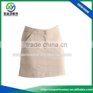 Custom Made Polyester Mositure Wicking Golf Skirts In Khaki thumbnail-1