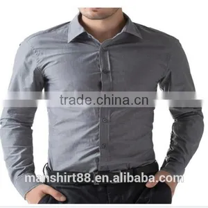 2016 New Wholesale Plain Color Slim Fit Long Sleeve Custom Men's Formal Dress Shirt thumbnail-4