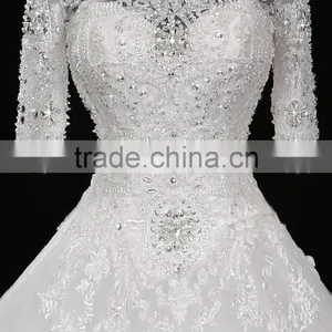 Wholesale Sweetheart Short Sleeve Lace Wedding Dresses Beaded Sweetheart Nackline Mermaid Lace Wedding Dress 2017 F12601 thumbnail-5
