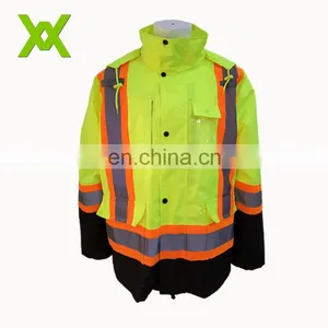 Wholesale Polyester High Visibility Fluorescent Reflective Raincoat Safety Jacket thumbnail-1